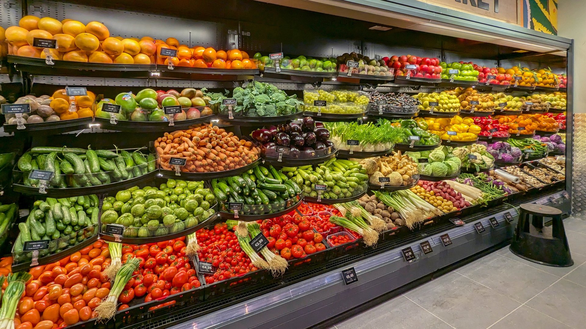 Fresh produce display at Ben Brown Foods